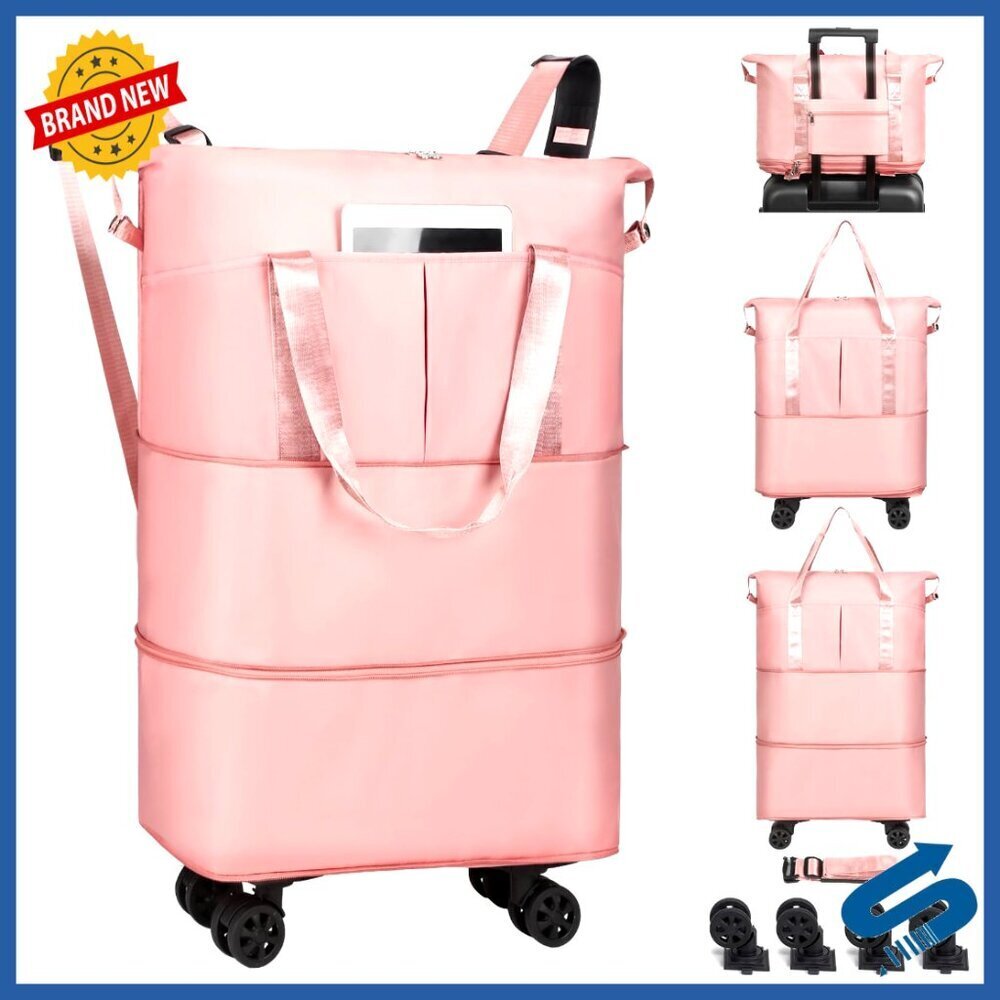 Large Rolling Expandable Duffel Bag with Wheels, 66L Capacity, Oxford Cloth